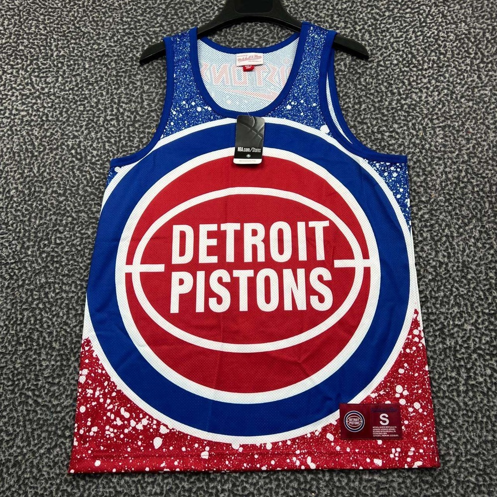 Detroit Pistons Jersey Shirt Men Small Mitchell & Ness NBA Sleeveless New S